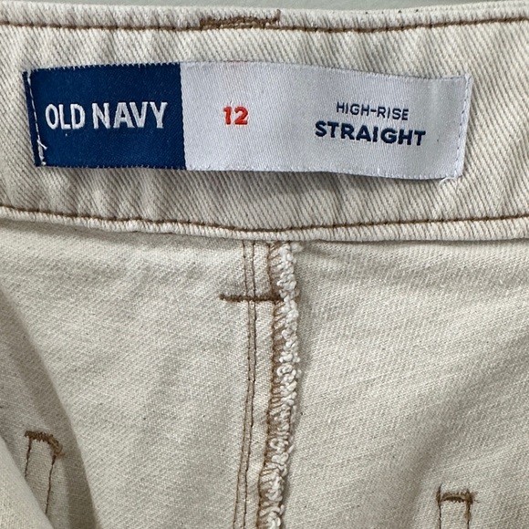 Old Navy Women's utility straight - natural beige size 12 high rise straight - Picture 5 of 12